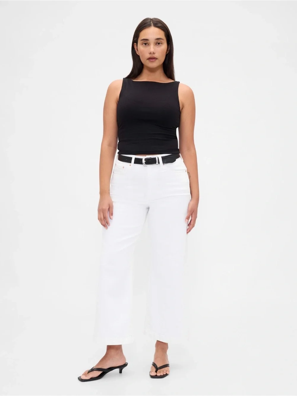 Gap Curvy High Rise Stride White Wide-Leg Ankle Jeans - Size 28 / 6 Tall - Picture 5 of 13